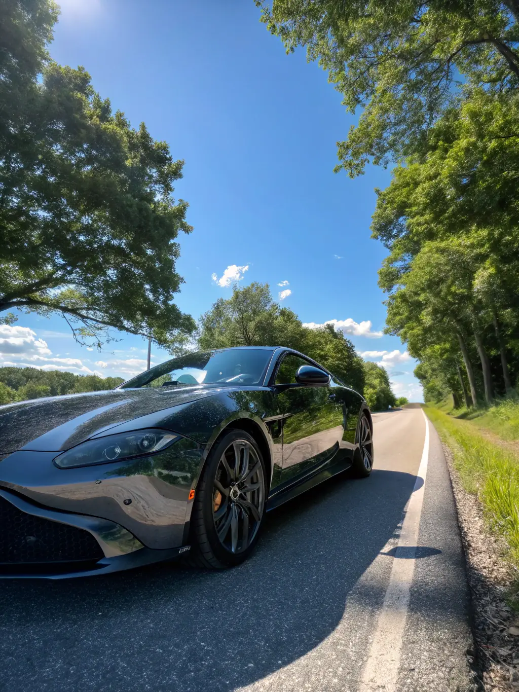 A gleaming car exterior after a thorough detailing service, highlighting the shine and cleanliness achieved through professional vehicle detailing.